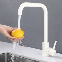 ONECE Rubinetto Cucina Bianco, Miscelatore Monocomando Cucina con Beccuccio Girevole a 360°, Rubinetti per Lavello Cucina in Acciaio Inox 304, Acqua Fredda e Calda, Aeratore Rimovibile
