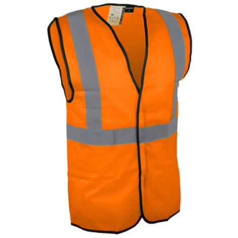 Gilet Haute Visibilite Orange Fluo Singer Safety - 100% Polyester - Bandes Retro-Reflechissantes - EN ISO 20471 Classe 2 - TXL (1/3)