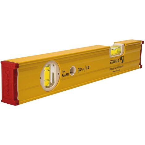 Niveau a Bulle Magnetique Professionnel STABILA Type 80 ASM - Aluminium Renforce - 2 Fioles - 30 cm - Charpente et Plaquisterie