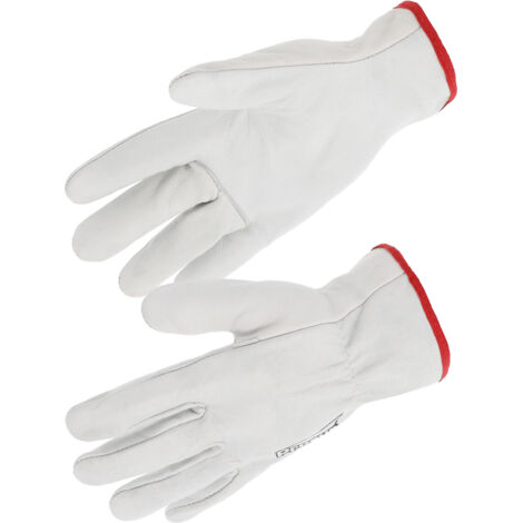Lot 10 Paires Gants Cuir Fleur Bovin - Manutention Legère - Montage Americain - Taille 9 - Norme EN 388 - BTP Logistique Agriculture (1/4)