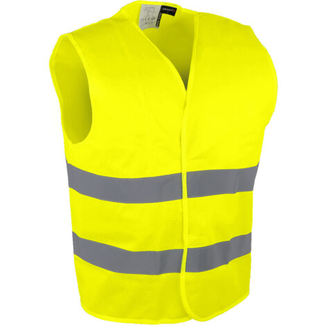 Gilet Haute Visibilite Jaune Fluo SINGER GILA - 2 Bandes Retro-Reflechissantes - Norme EN ISO 20471 Classe 2 - BTP Chantier - Taille TL (1/4)