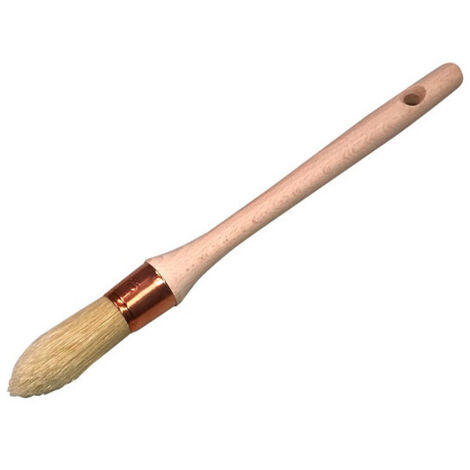 Pinceau Rond a Rechamper D.21mm - Soies Naturelles - Manche Bois - Angles, Moulures, Plinthes - Peinture Laque Lasure (1/3)