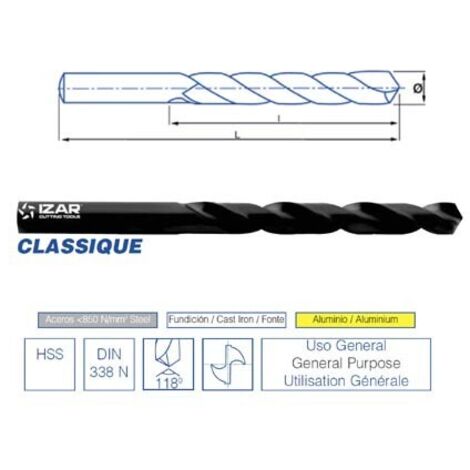 Forets HSS metal DIN338N classique utilisation général (dimensions au choix) - IZAR 1010 Ø 3,00 mm (1/7)