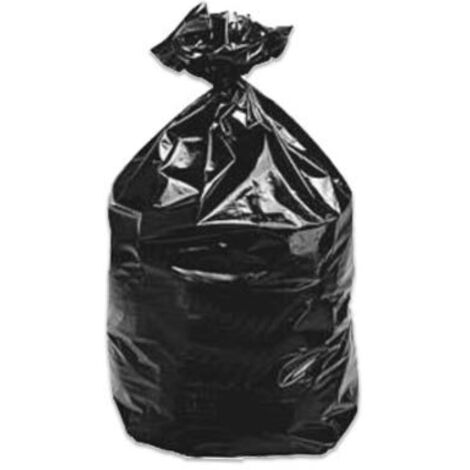 Sacs Poubelle Noirs 110 Litres en Polyethylène Basse Densite 40 Microns - Liens de Fermeture - Rouleau de 25