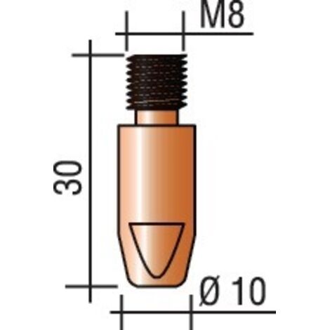 Tube Contact Cuivre M8 D. 1,6 mm TRAFIMET MD0005-16 pour Torche MIG/MAG 36 et 500 - Sachet de 20 (1/2)