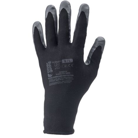 Gants de manutention nitrile enduit – Tricot polyester jauge 13 sans couture – Grip sec et huileux – Norme EN 388 – Protection contre dermatites – Eurotechnique