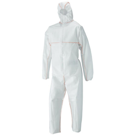 Combinaison Jetable ProShield Retardateur de Flamme - Non-Tisse SMS Traite FR - Capuche elastiquee - Taille XL - EPI Soudure Petrochimie (1/3)