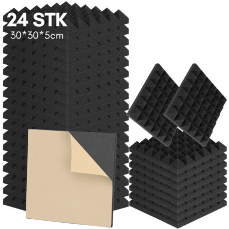 SWANEW Lot De 24 Panneaux Acoustiques 30x30x5 Pouces En Mousse Acoustique D'Insonorisation De Studio mousse acoustiques (1/5)