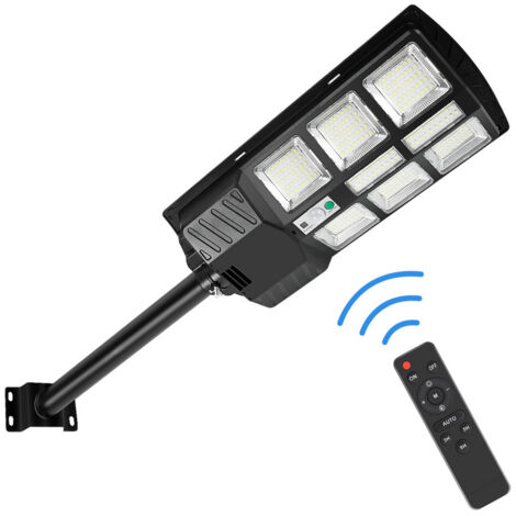 Swanew – Lampadaire solaire 280LED 300W avec détecteur de mouvement – Étanche IP67 – Surface d'irradiation 200 m² – Installation 3-8m