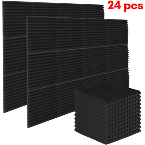 Swanew – Mousse d'isolation acoustique 30x30x2,5cm – 24 pièces autocollantes – Réduction écho et bruit – Installation facile pour studios et bureaux