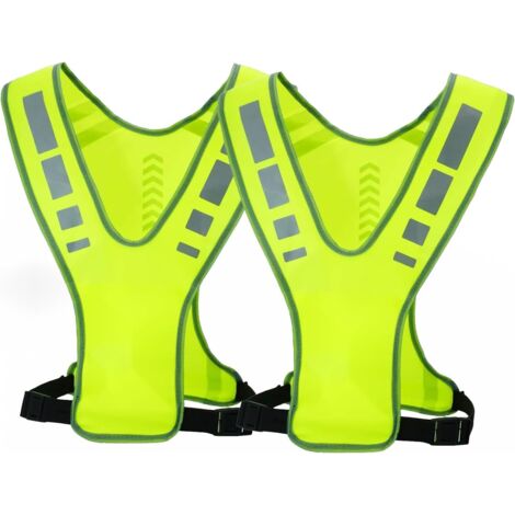 Chaleco reflectante para correr con bolsillo para mujeres, hombres y niños, para caminar y trotar (2 unidades) (1/5)