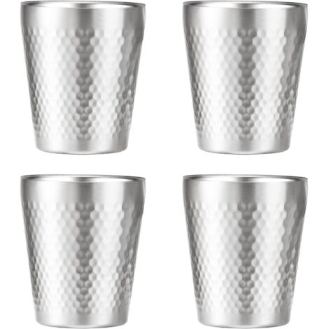 Juego de 4 tazas de acero inoxidable de 300 ml - Doble pared anti-quemaduras, diseño apilable y superficie de diamante - Para café (1/5)