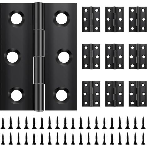 10 bisagras plegables, 66 mm × 36 mm, acero inoxidable, negras, para puertas y ventanas. (1/5)