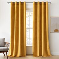 Cortinas térmicas opacas para salón y dormitorio, paneles aislantes térmicos/de frío, juego de 2, 134 x 210 cm, amarillo mostaza.