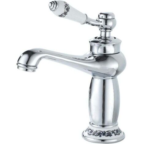 Badarmatur, verchromte Einhebel-Badarmatur, für Waschbecken oder Spüle, Waschtischarmatur (1/4)