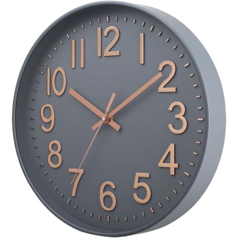 30,5 cm geräuschlose Wanduhr, kein Ticken, modern, batteriebetrieben, für Büro, Zuhause, Küche, Schlafzimmer, Wohnzimmer (Roségoldgraue Uhr) (1/5)