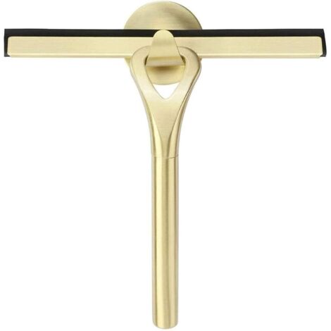22 cm langer, goldener Duschabzieher, der keine Spuren oder Kratzer hinterlässt, Glasabzieher mit Saugnapfhaken zur Spiegelreinigung (1/5)