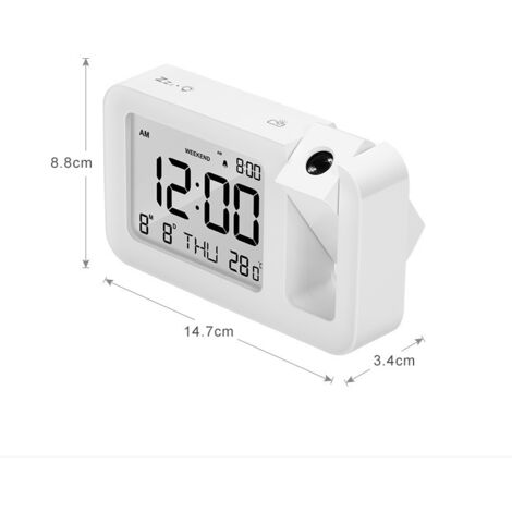 Deckenprojektor-Wecker, Digitalwecker mit Raumtemperaturanzeige, 4 einstellbare Helligkeitsstufen, 12/24-Stunden-Timer fürs Büro (1/5)