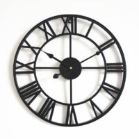 Große runde Metallwanduhr im Vintage-Stil, geräuschlos, batteriebetrieben, 40 cm, römische Ziffern