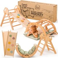 Set da arrampicata Montessori 5-in-1: Triangolo da arrampicata indoor, arco con cuscino e scivolo per bambini, palestra in casa per età 1-3 anni