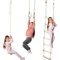 Set Gioco per Bambini – Struttura da Arrampicata Indoor e Outdoor per Bambini e Bambine – Include Scala di Risalita e Anelli da Ginnastica, per Età 2-12 Anni