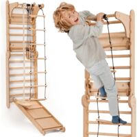 Spalliera Svedese in Legno per Interni – Set Montessori per Arrampicata e Palestra – Struttura Gioco per Bambini dai 2 ai 12 Anni