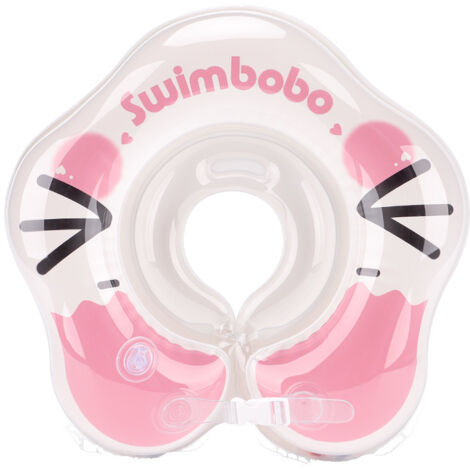 Bouée gonflable pour bébé, avec double poignée, idéale pour la salle de bain, confortable et flottante pour bébé de 3 à 5 mois (rose). (1/5)