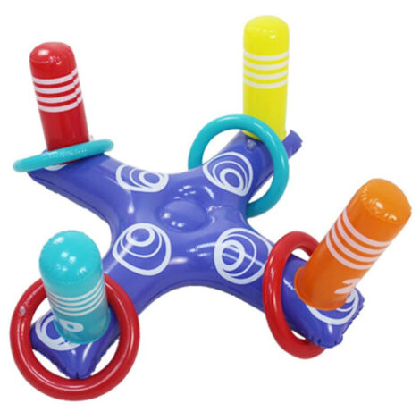 Jeu de lancer d'anneaux gonflables pour piscine, comprenant 4 anneaux flottants. (1/4)