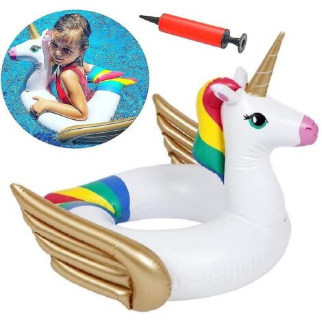 Bouée gonflable licorne géante de 60 cm pour enfants, avec valve rapide. (1/4)