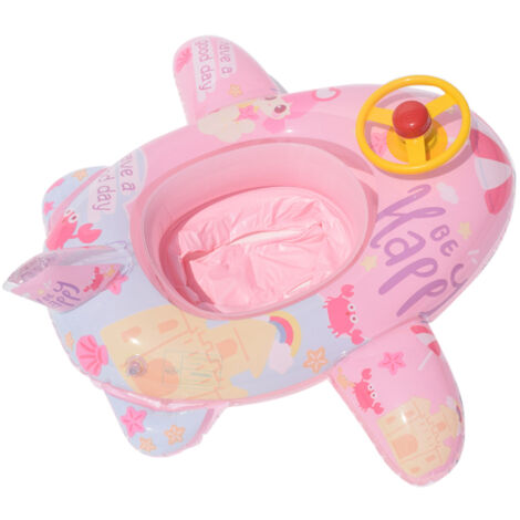 Avion gonflable pour piscine pour enfants avec siège de sécurité et volant, rose, aide à l'apprentissage de la natation (1/5)