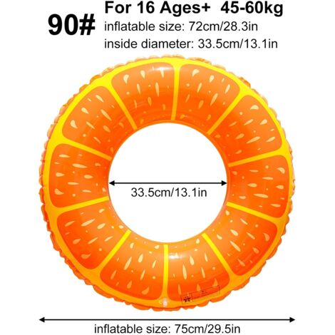 Bouée gonflable épaisse en forme d'orange (1 pièce), idéale pour la piscine et les fêtes d'été à la plage ou à la piscine. (1/5)