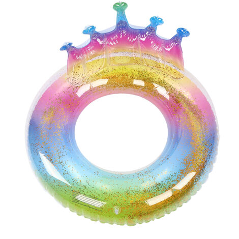 Bouée gonflable ronde épaisse en forme de couronne de reine, ornée de paillettes, pour filles et femmes, 100 cm / 39,3 pouces. (1/5)