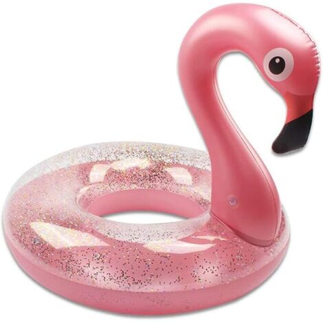 Bouée gonflable à paillettes flamant rose - Bouée de piscine pour adultes et enfants pour les fêtes à la piscine (1/5)
