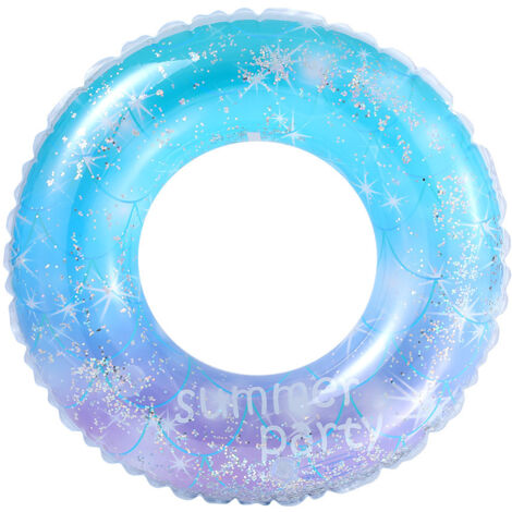 Bouée gonflable à paillettes transparente pour adulte, 100 cm, idéale pour la piscine et les sports nautiques. (1/5)