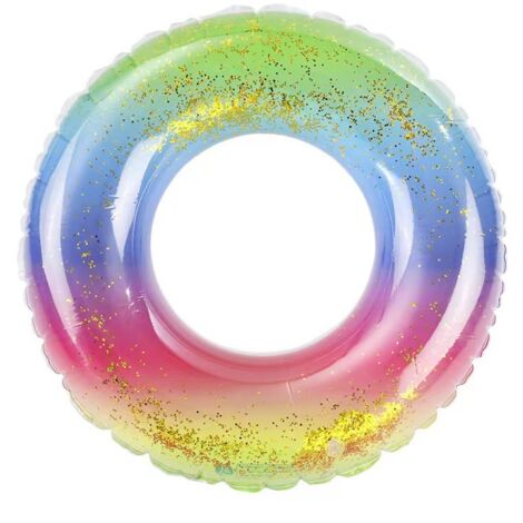 Bouée gonflable transparente, bouée à paillettes bleues en forme d'étoile, idéale pour les enfants et les fêtes à la piscine en été. (1/3)