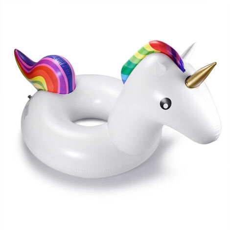 Bouée licorne géante gonflable pour piscine, idéale pour la baignade en extérieur et l'été. Équipée de valves ultra-rapides, elle convient aux adultes et aux enfants. (1/5)