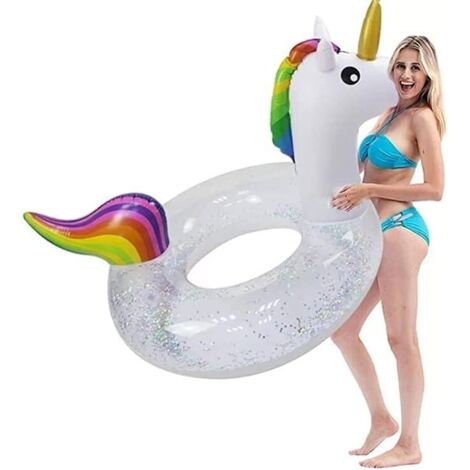 Bouée gonflable licorne - Jouet aquatique - Bouée transparente pour adultes, enfants et filles (1/5)
