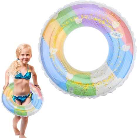 Bouée gonflable, bouée de natation, piscine, jouets de natation, anneau en caoutchouc, sequins, arc-en-ciel, bouée de natation pour (1/5)