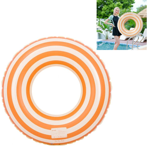 Bouée gonflable épaisse à rayures rétro d'été - Orange - 1 pièce (1/3)