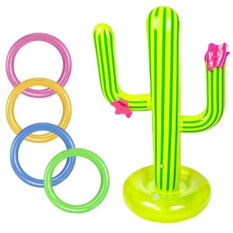 Jeu de lancer d'anneaux gonflable en forme de cactus pour piscine extérieure, jouets flottants pour piscine (1/4)