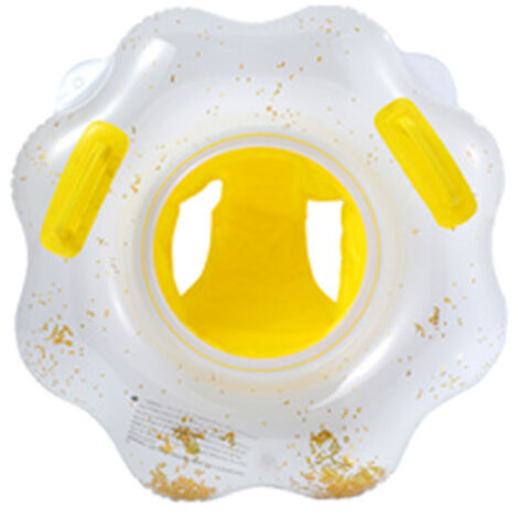Bouée gonflable pour bébé avec 2 poignées et siège de sécurité, idéale pour les enfants de 1 à 5 ans. Couleurs : blanc et jaune. (1/5)