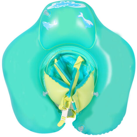 Bouée bébé avec ouverture pour les bras, anti-roulis, gonflable, avec plusieurs coussins d'air indépendants, taille S (6-10 kg). (1/5)
