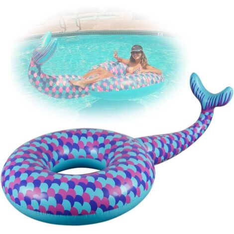 Matelas gonflable géant en forme de queue de sirène, bouée gonflable pour piscine, jouet de plage pour enfants et adultes, 180 cm (queue de sirène pour la natation) (1/4)