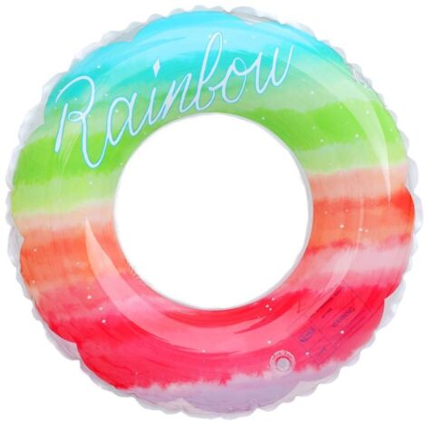 Bouée gonflable arc-en-ciel pour enfants, jouet idéal pour les fêtes d'été à la plage. (1/5)