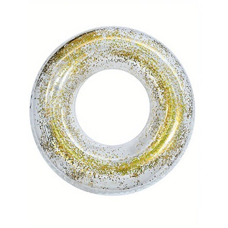 Nouvelle bouée gonflable transparente à paillettes, très populaire auprès des adultes et des enfants. Accessoires aquatiques gonflables en PVC épais. Modèle n° 80, coloris or. (1/5)