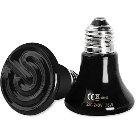 Lampe chauffante en céramique E27 75W pour poules, tortues et reptiles (lot de 2) (1/4)