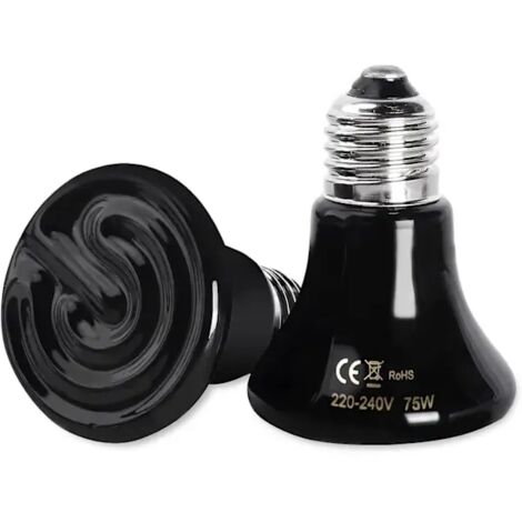 Lampe chauffante en céramique blanche E27 75W, 220-240V, infrarouge, pour poulets, reptiles, tortues, chiots et lapins. (1/4)