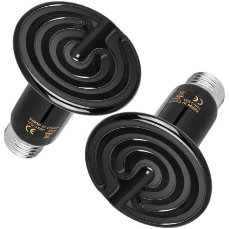 Élément chauffant en céramique de 50 W (lot de 2), lampe chauffante à puissance variable sans émission de lumière pour une chaleur constante, adaptée aux amphibiens. (1/5)