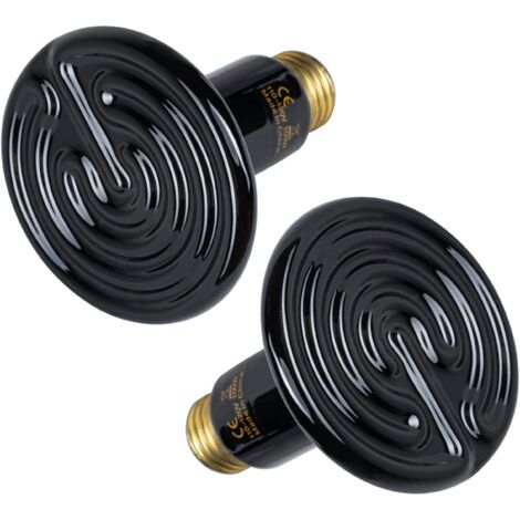 Lot de 2 éléments chauffants en céramique de 100 W, lampe chauffante à puissance variable sans émission de lumière pour une chaleur constante, adaptée aux amphibiens. (1/5)