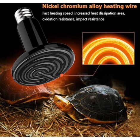 Lampe chauffante pour reptiles en céramique noire, 100 W, infrarouge, 110 V (1/4)